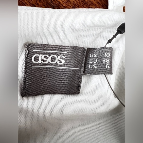 ASOS White scuba material midi asymmetrical wedding bridal dress size 6 - Picture 10 of 16